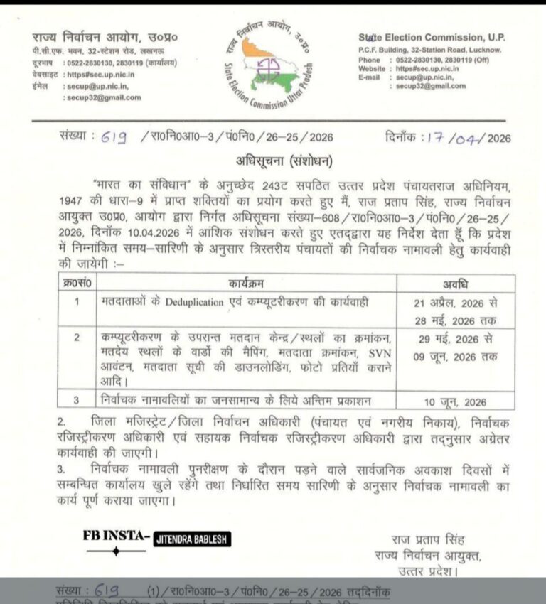 पंचायत चुनाव: 10 जून को होगा मतदाता सूची का अंतिम प्रकाशन