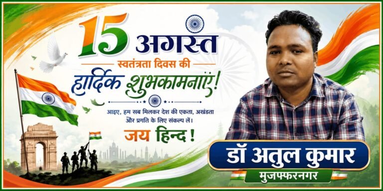 डा. अतुल कुमार की ओर से जनपदवासियों को स्वतंत्रता दिवस की शुभकामनाएं