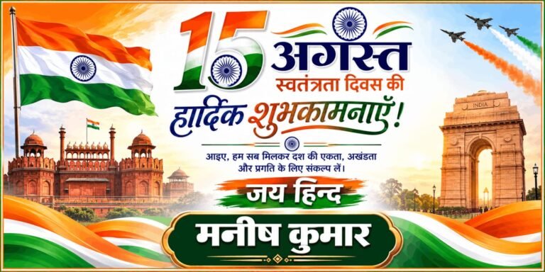मनीष कुमार की ओर से जनपदवासियों को स्वतंत्रता दिवस की शुभकामनाएं