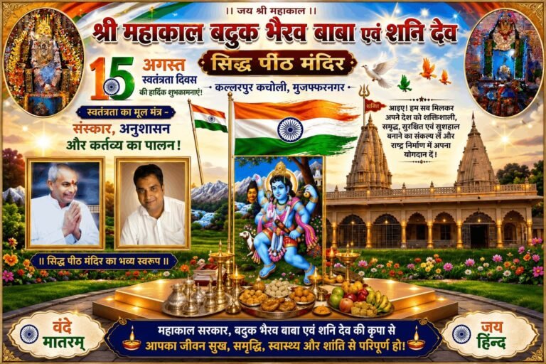 श्रीमहाकाल बटुक भैरव बाबा एंव शनिदेव सिद्धपीठ मंदिर  की ओर से जनपदवासियों को स्वतंत्रता दिवस की शुभकामनाएं